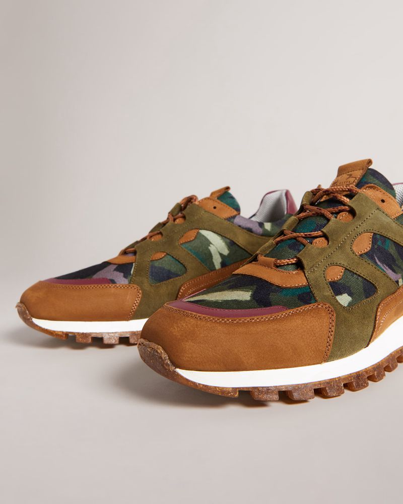 Ted Baker Andraen Camo Printed Runners Sneakers Herr Khaki | RKF-348157