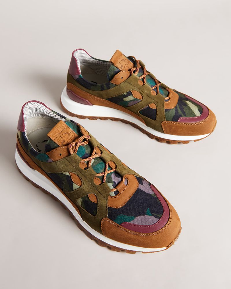 Ted Baker Andraen Camo Printed Runners Sneakers Herr Khaki | RKF-348157