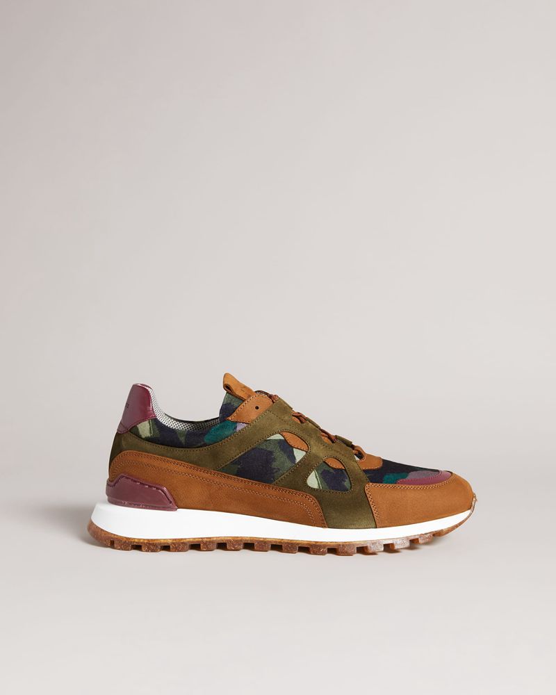 Ted Baker Andraen Camo Printed Runners Sneakers Herr Khaki | RKF-348157