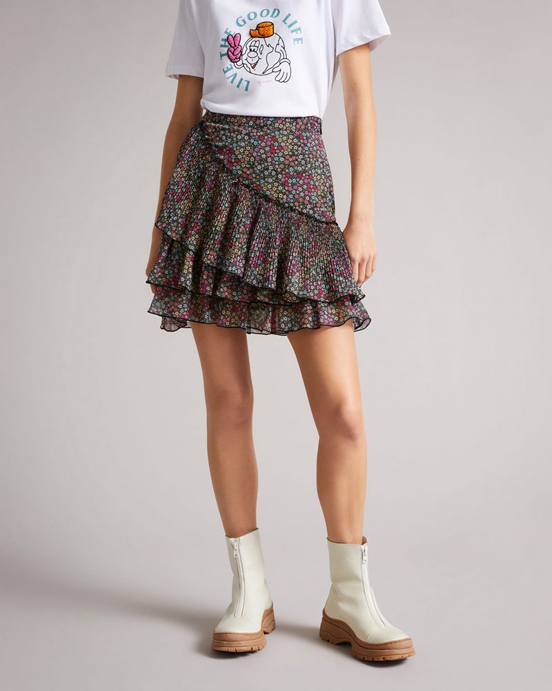 Ted Baker Anekared Floral Mini Kjolar Dam Svarta | CAG-620859
