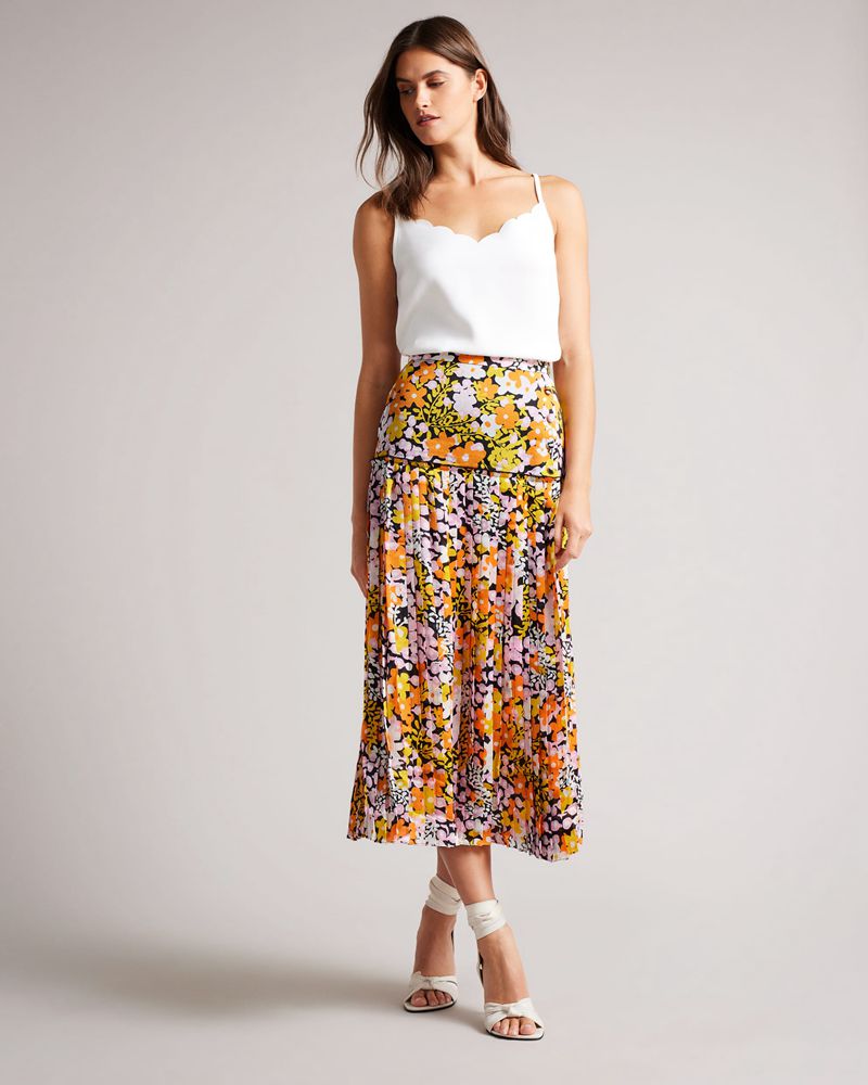 Ted Baker Anggela Dropped Midja Midi Kjolar Dam Svarta | OWB-236579