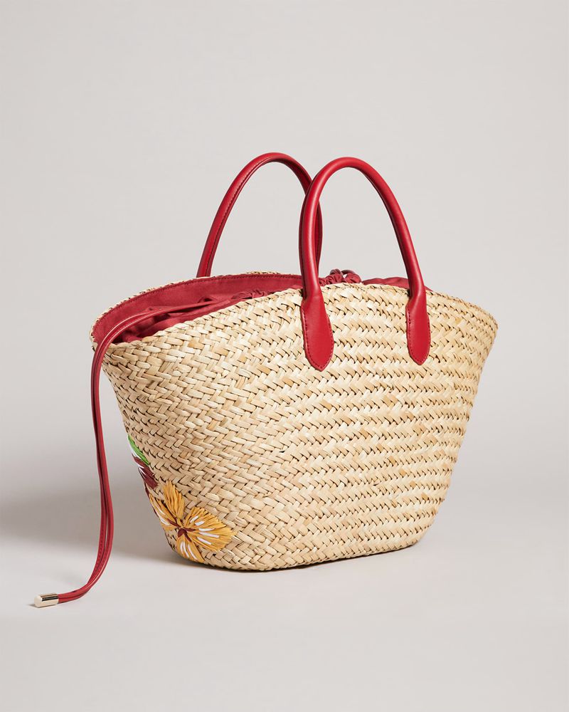 Ted Baker Appela Appleseed Embroidered Straw Basket Axelväska Dam Olika Färger | RGF-629710