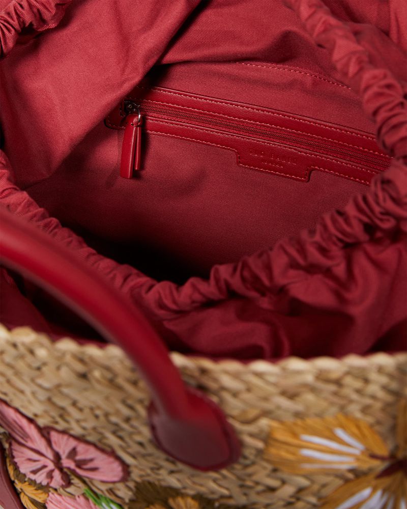 Ted Baker Appela Appleseed Embroidered Straw Basket Axelväska Dam Olika Färger | RGF-629710