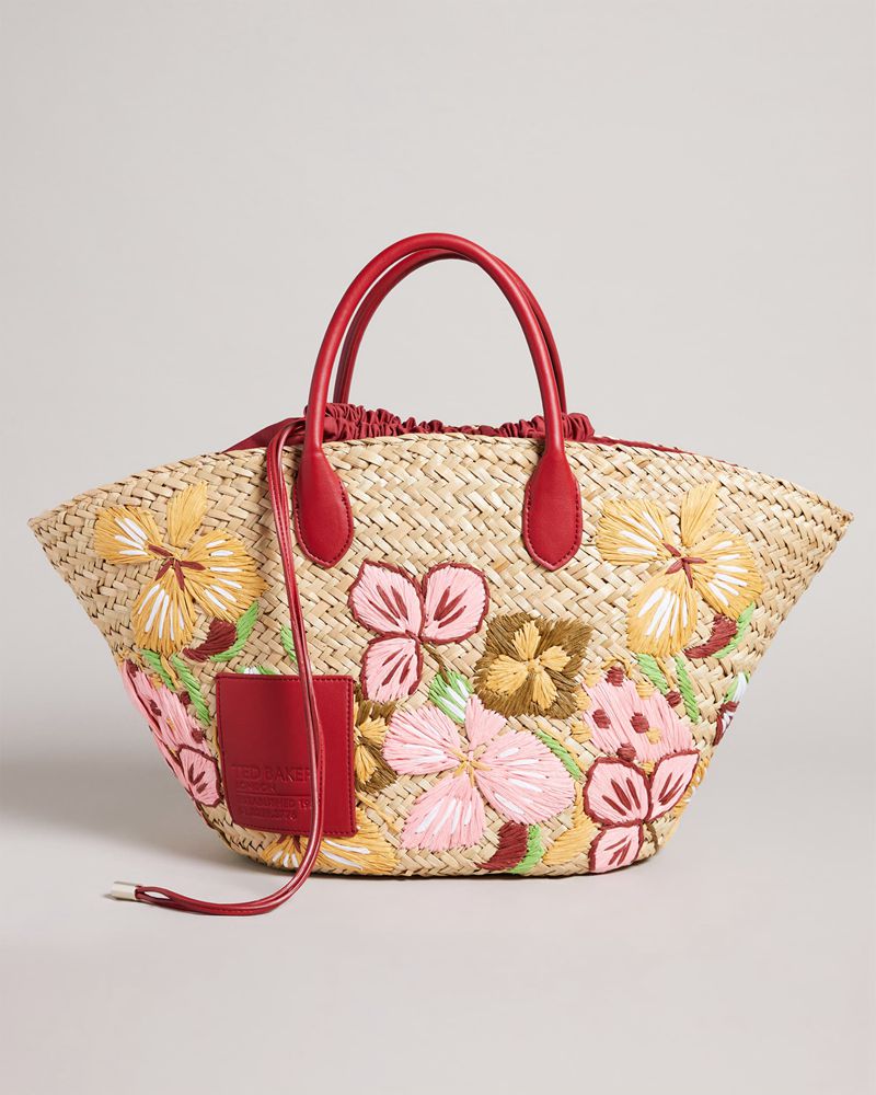 Ted Baker Appela Appleseed Embroidered Straw Basket Axelväska Dam Olika Färger | RGF-629710