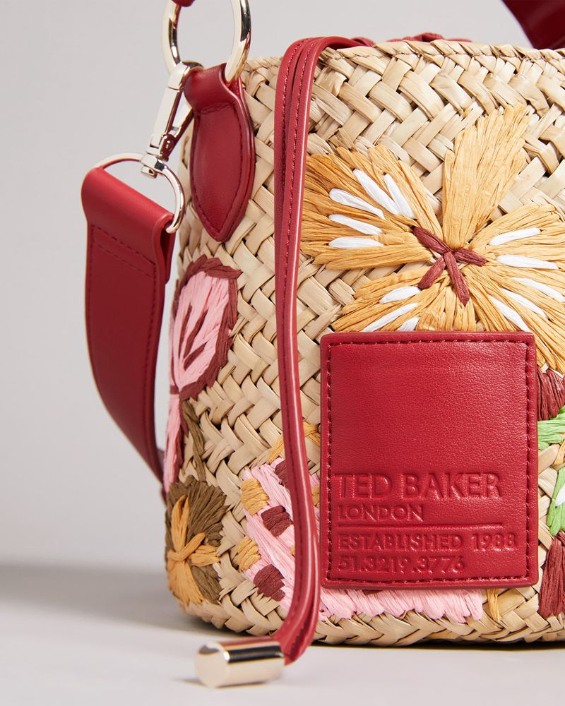 Ted Baker Appita Appleseed Embroidered Straw Bucket Crossbody Väska Dam Olika Färger | GPM-265840
