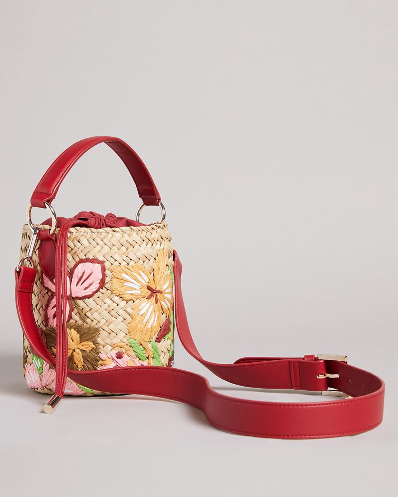 Ted Baker Appita Appleseed Embroidered Straw Bucket Crossbody Väska Dam Olika Färger | GPM-265840