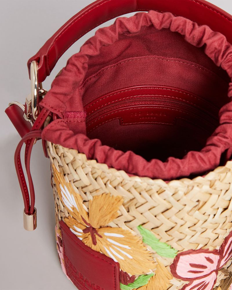 Ted Baker Appita Appleseed Embroidered Straw Bucket Crossbody Väska Dam Olika Färger | GPM-265840