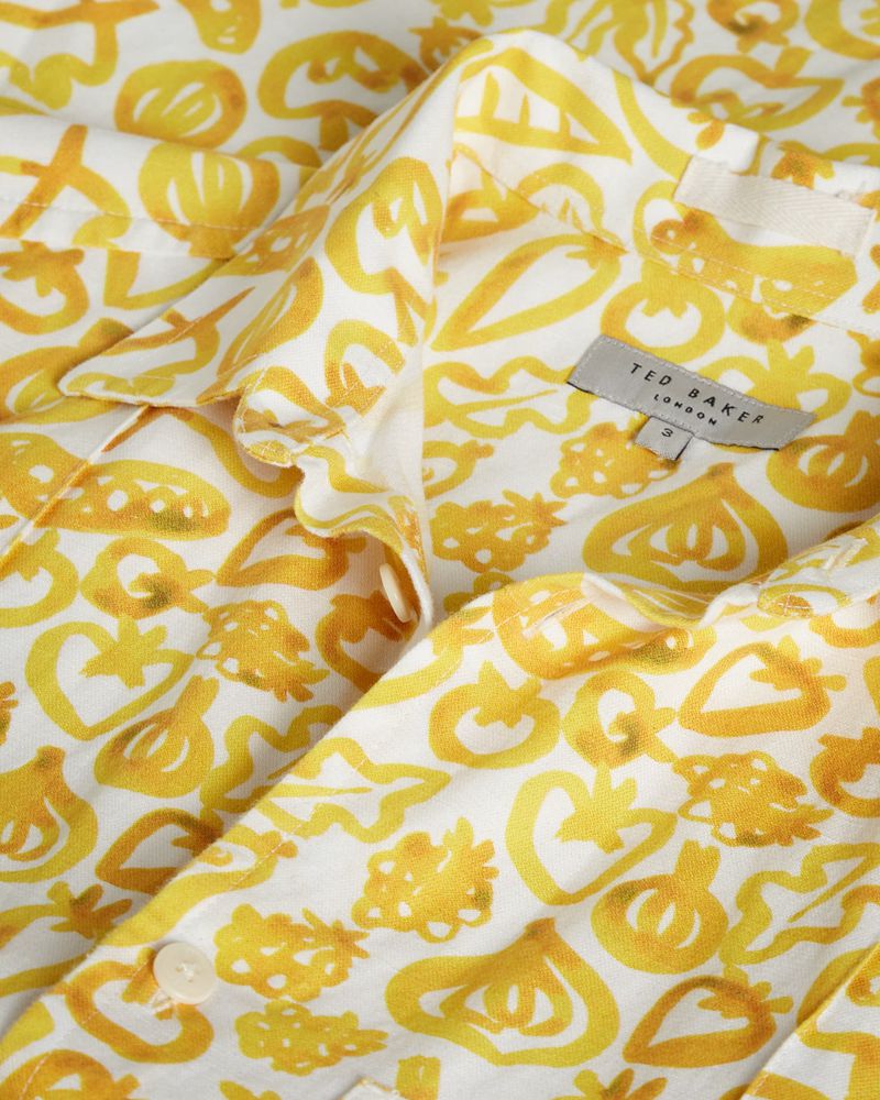 Ted Baker Argo Ss Vegetable Print Skjorta Herr Gula | XZC-946102