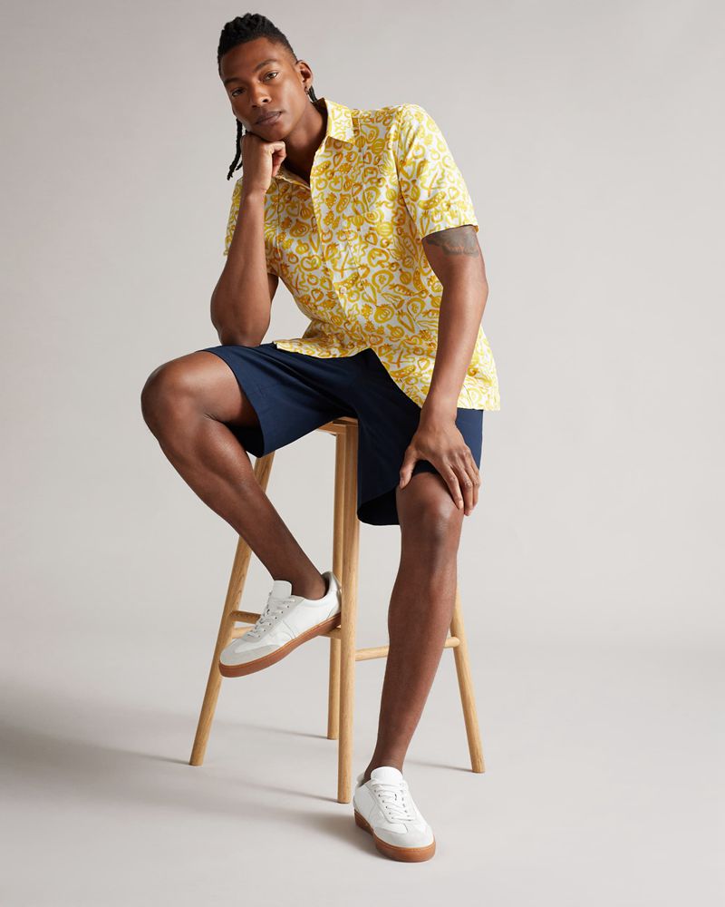 Ted Baker Argo Ss Vegetable Print Skjorta Herr Gula | XZC-946102