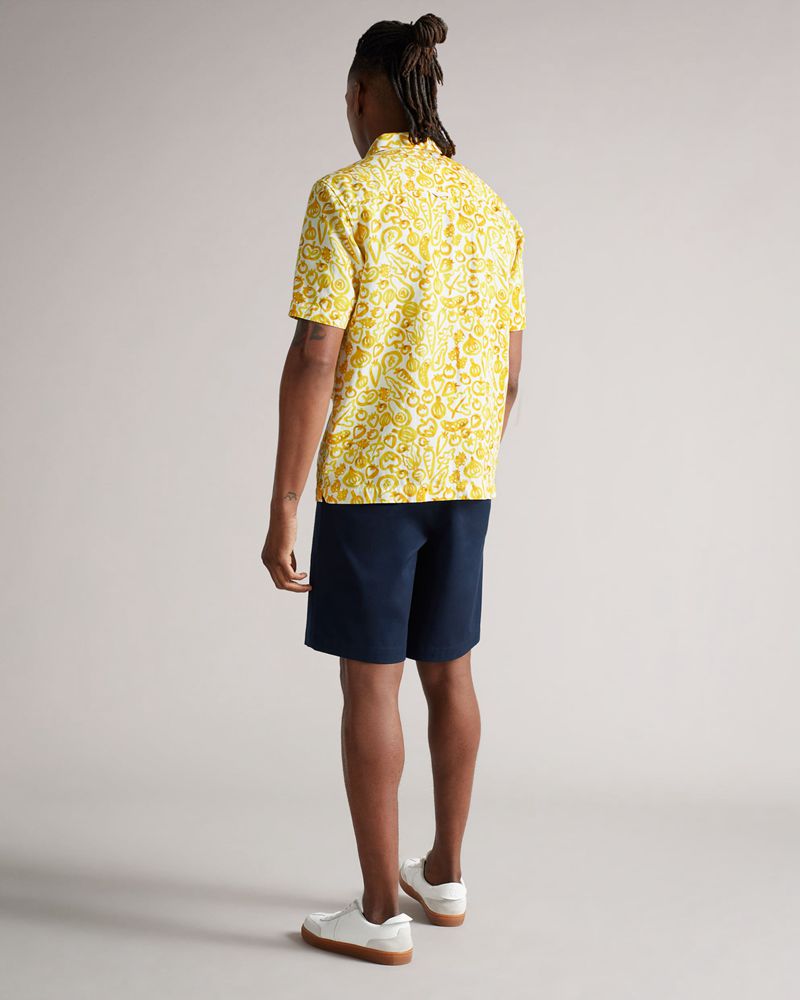 Ted Baker Argo Ss Vegetable Print Skjorta Herr Gula | XZC-946102
