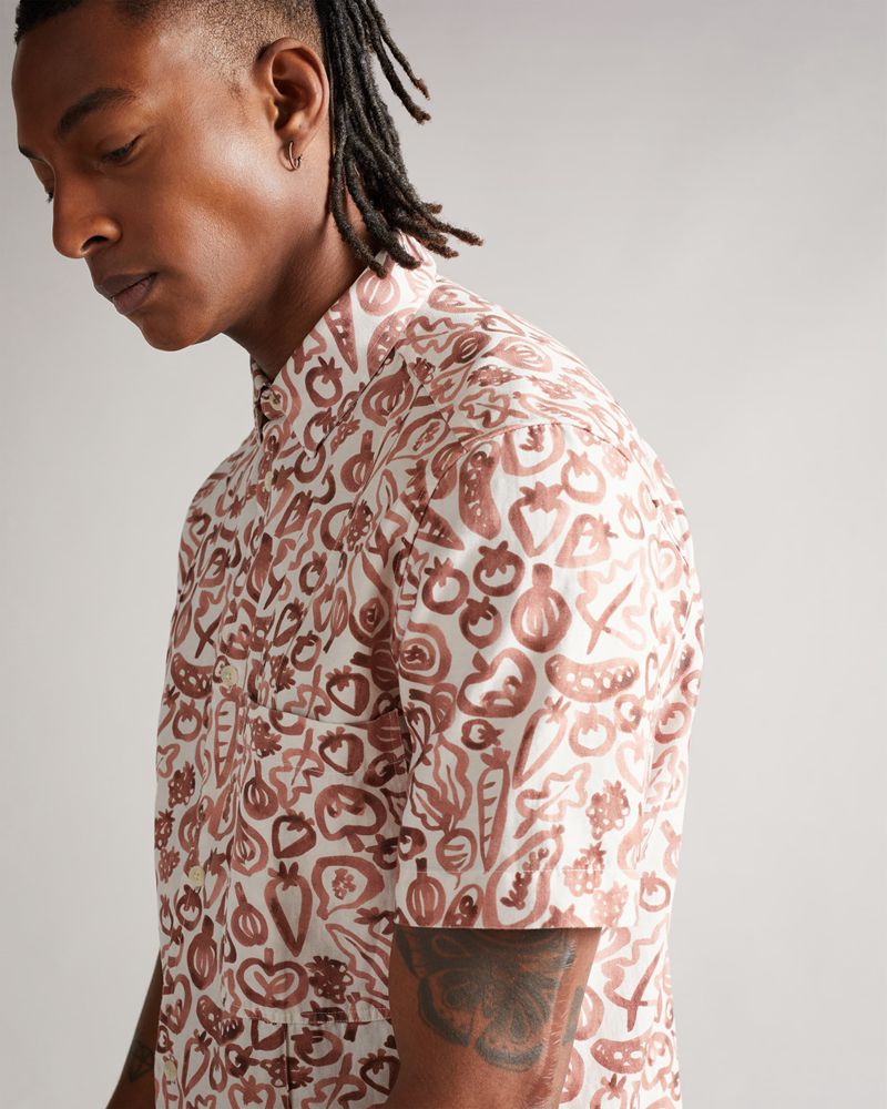 Ted Baker Argo Ss Vegetable Print Skjorta Herr Orange | ZXO-452198
