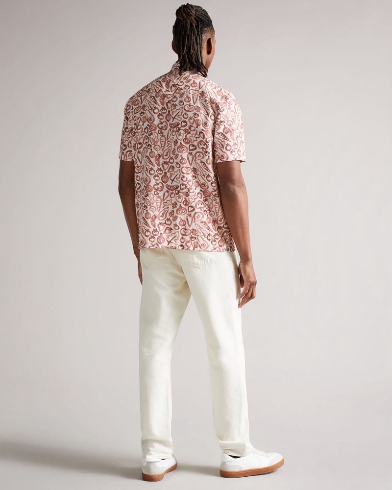 Ted Baker Argo Ss Vegetable Print Skjorta Herr Orange | ZXO-452198