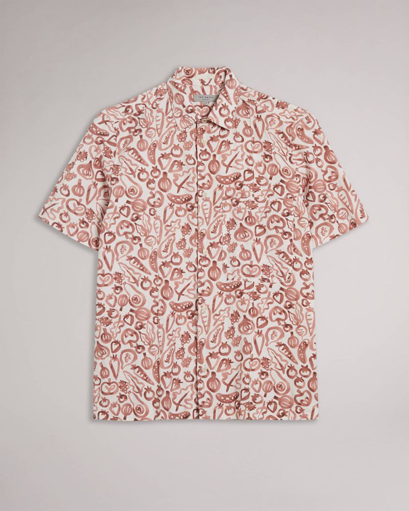 Ted Baker Argo Ss Vegetable Print Skjorta Herr Orange | ZXO-452198