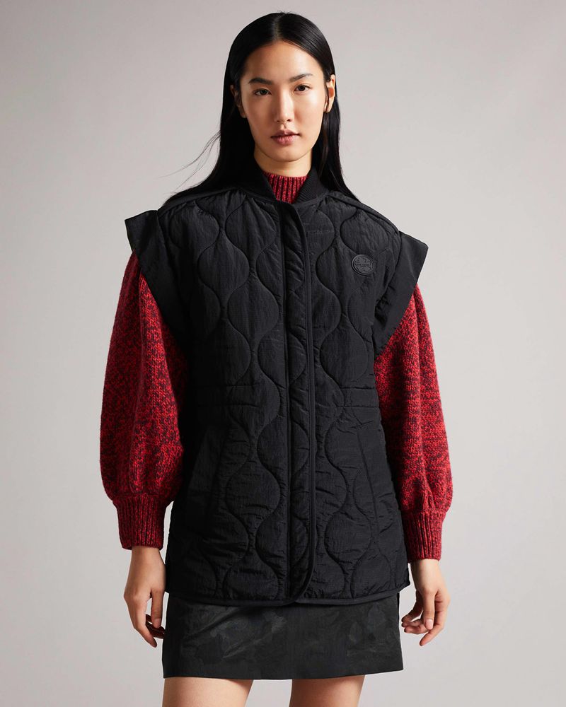 Ted Baker Ariez Long Length Onion Quilted Rockar Dam Svarta | IMX-753216