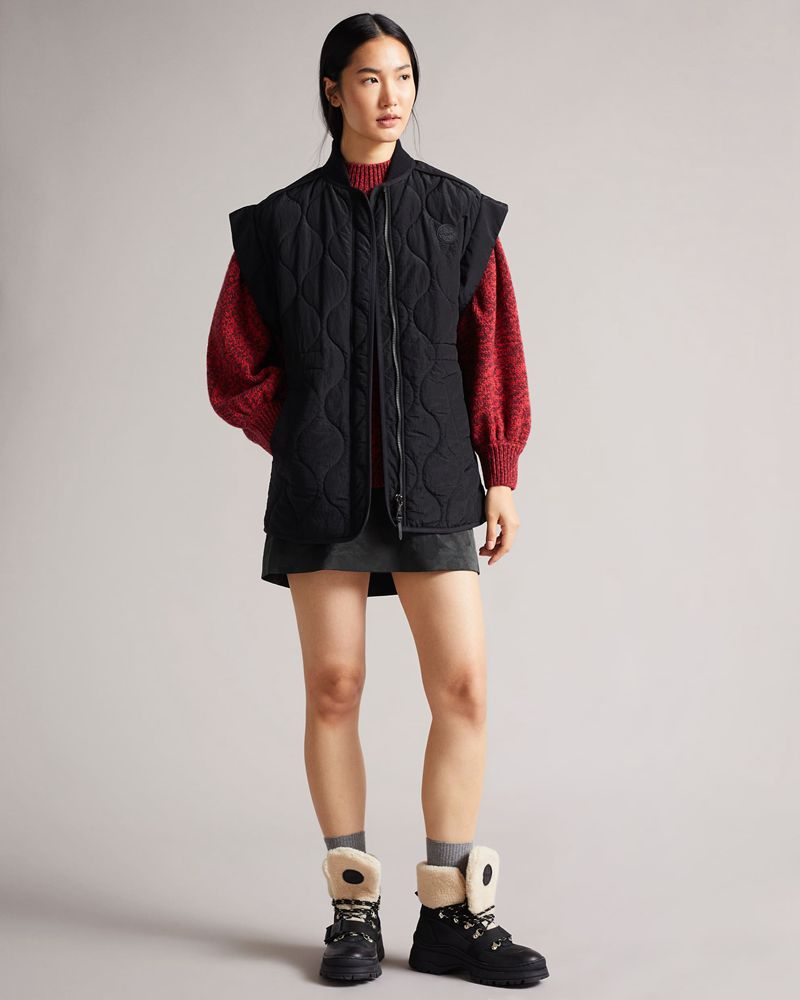 Ted Baker Ariez Long Length Onion Quilted Rockar Dam Svarta | IMX-753216