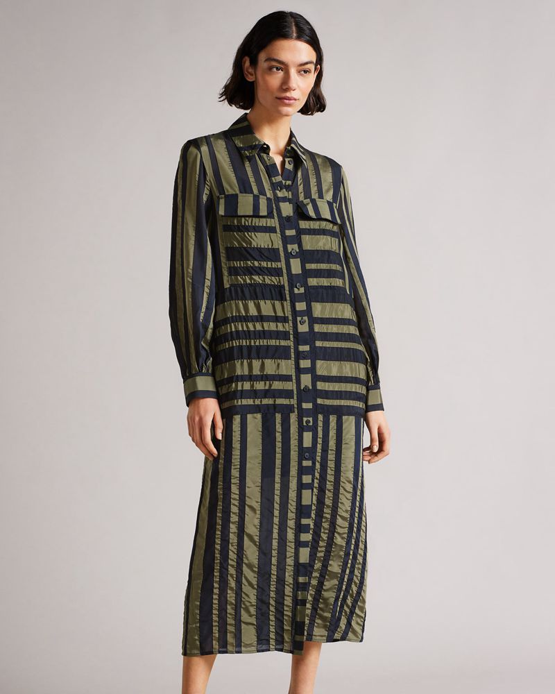 Ted Baker Asquith Striped Klänning Dam Svarta | MNH-259108