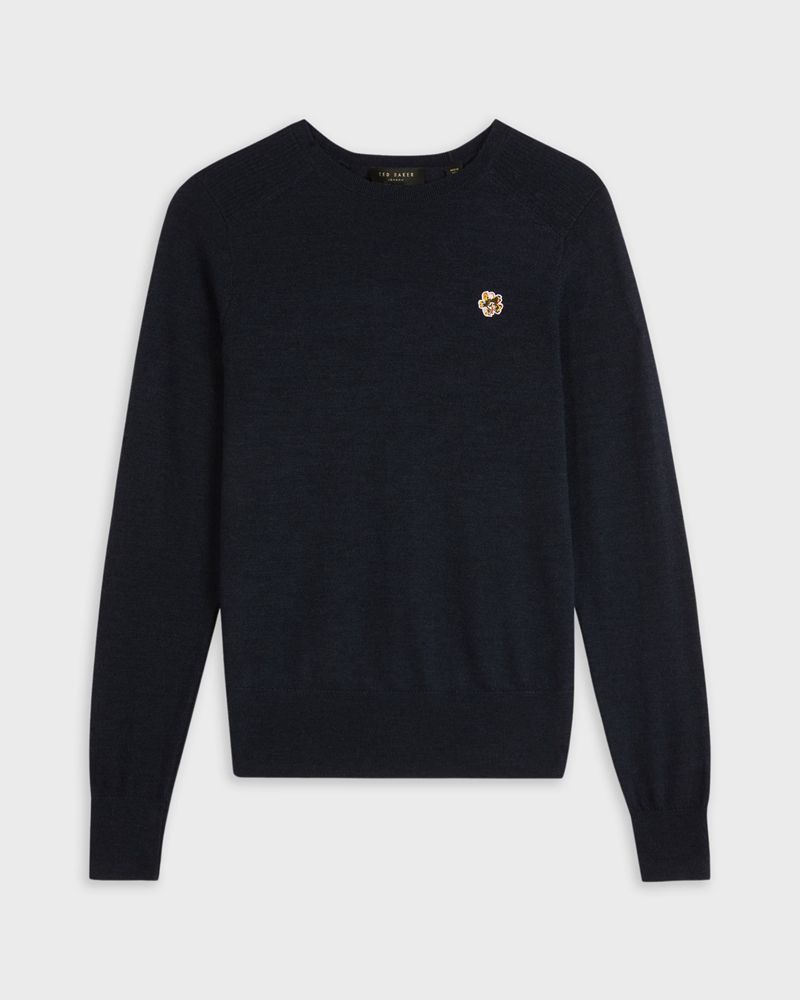 Ted Baker Averiii Merino Wool Crew Neck Stickat Dam Marinblå | XLJ-584261
