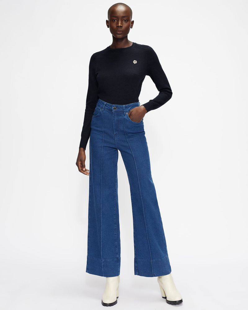 Ted Baker Averiii Merino Wool Crew Neck Stickat Dam Marinblå | XLJ-584261