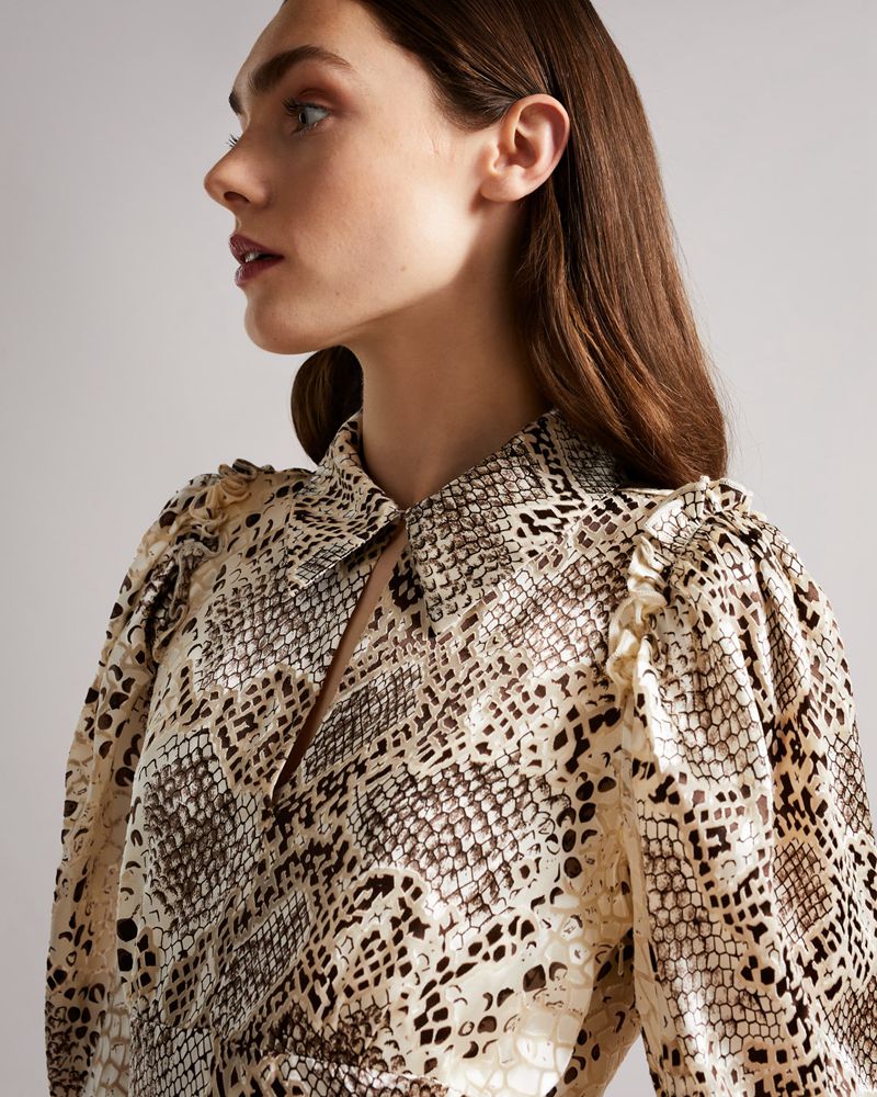 Ted Baker Avili Leopard Print Klänning Dam Beige | FPM-907648