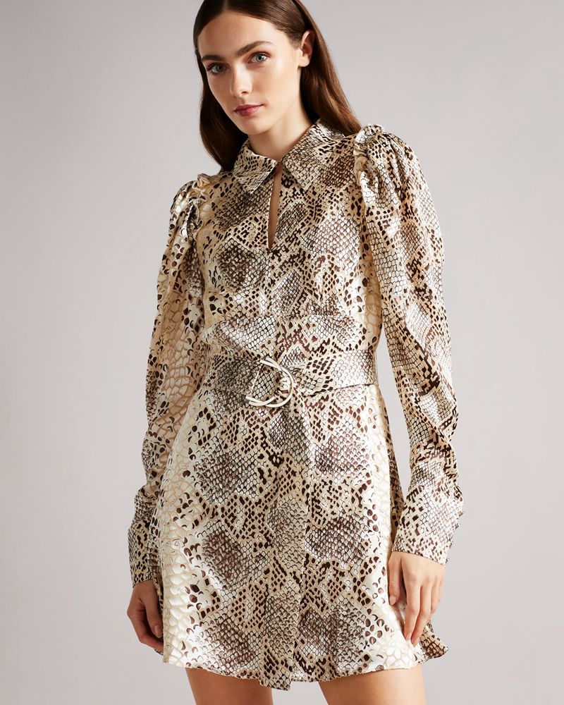 Ted Baker Avili Leopard Print Klänning Dam Beige | FPM-907648