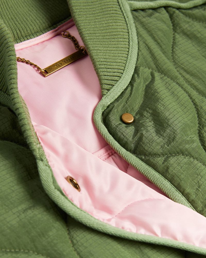 Ted Baker Avverii Long Quilted Bomber Rockar Dam Gröna | KND-164972