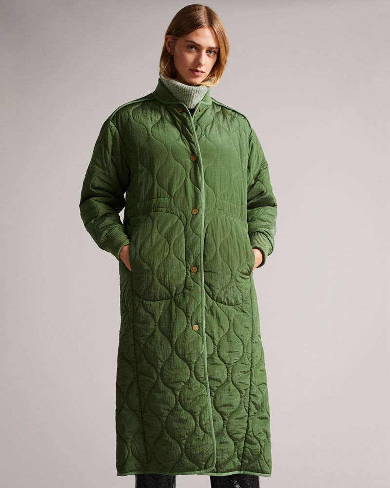 Ted Baker Avverii Long Quilted Bomber Rockar Dam Gröna | KND-164972