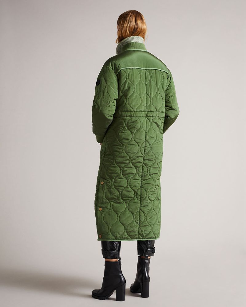 Ted Baker Avverii Long Quilted Bomber Rockar Dam Gröna | KND-164972
