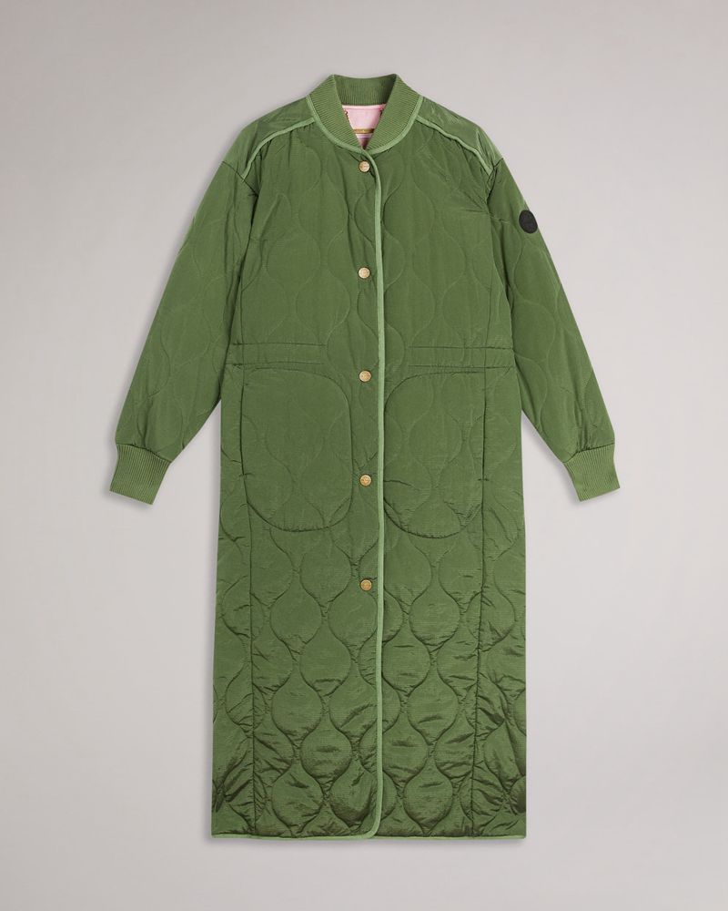 Ted Baker Avverii Long Quilted Bomber Rockar Dam Gröna | KND-164972
