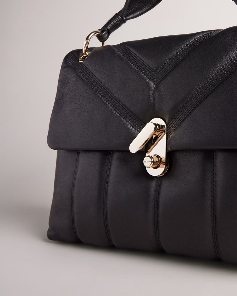 Ted Baker Ayaah Puffer Quilted Läder Axelväska Dam Svarta | BUD-063981