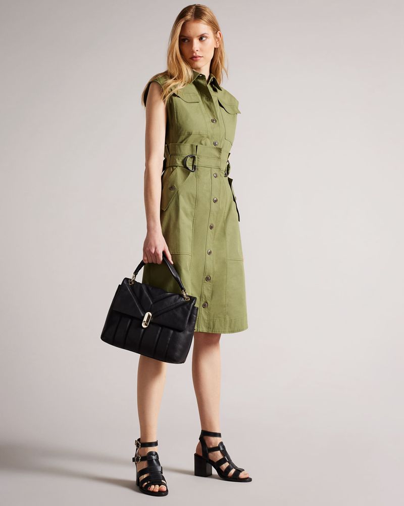 Ted Baker Ayaah Puffer Quilted Läder Axelväska Dam Svarta | BUD-063981