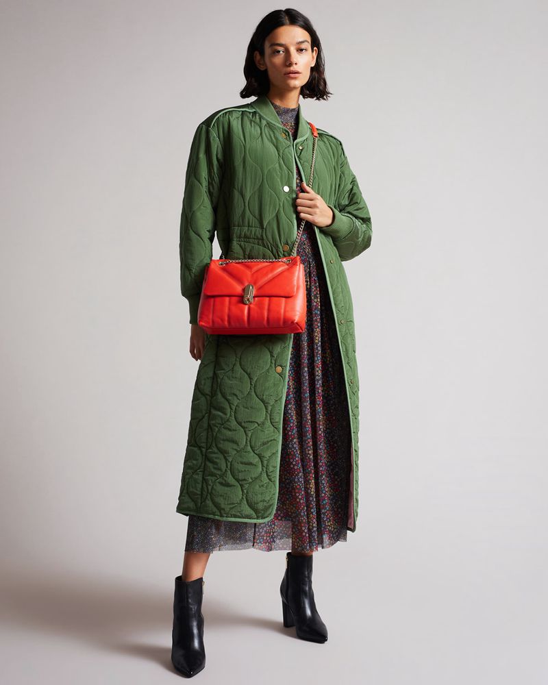 Ted Baker Ayahlin Läder Puffer Quilt Detail Xbody Crossbody Väska Dam Röda | UPR-602987