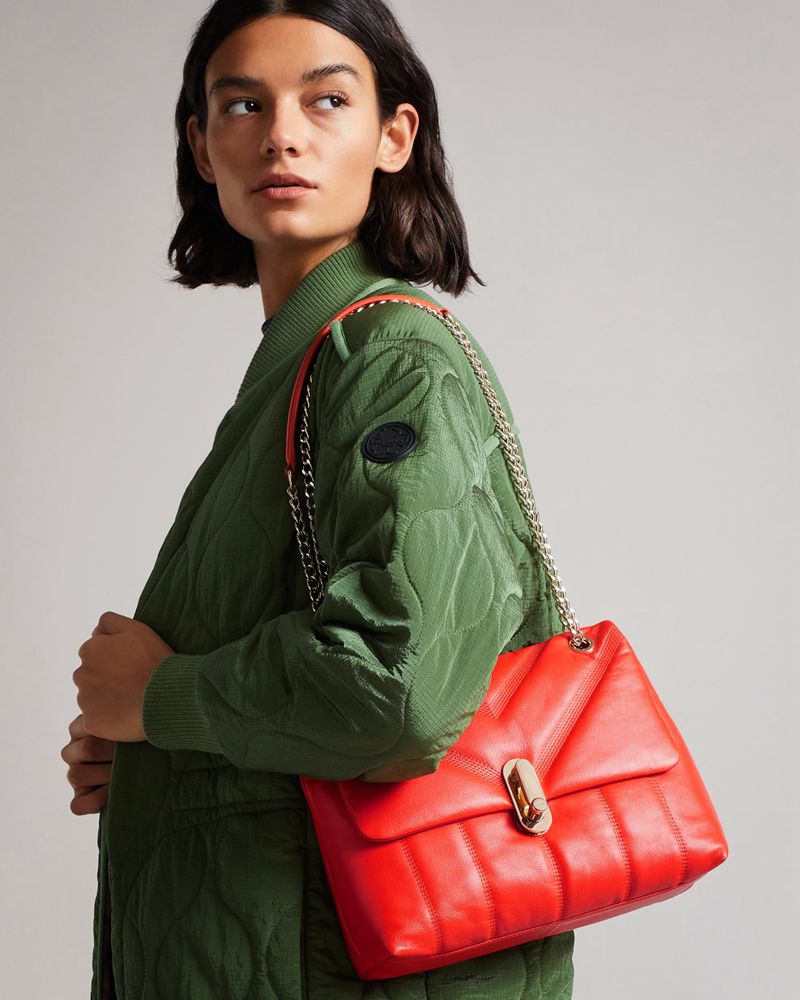 Ted Baker Ayahlin Läder Puffer Quilt Detail Xbody Crossbody Väska Dam Röda | UPR-602987