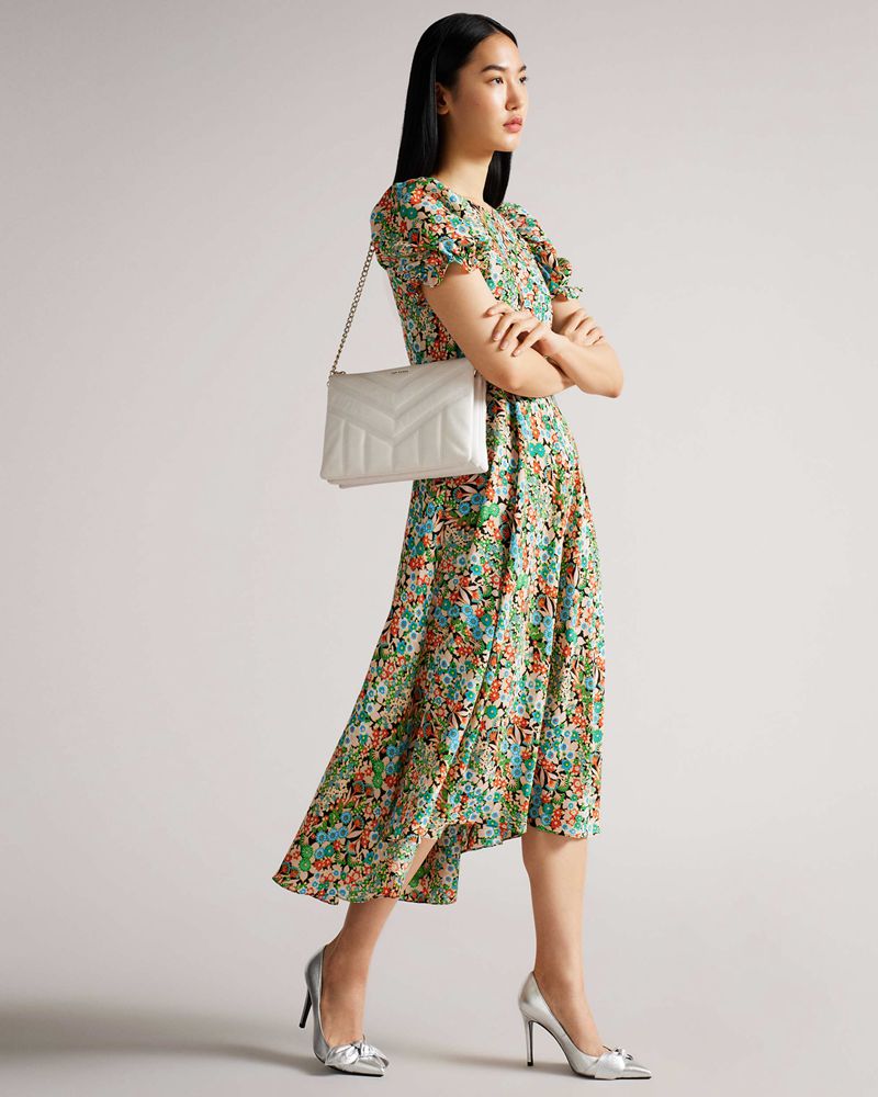 Ted Baker Ayahlin Puffer Quilted Läder Crossbody Crossbody Väska Dam Vita | LXZ-267348