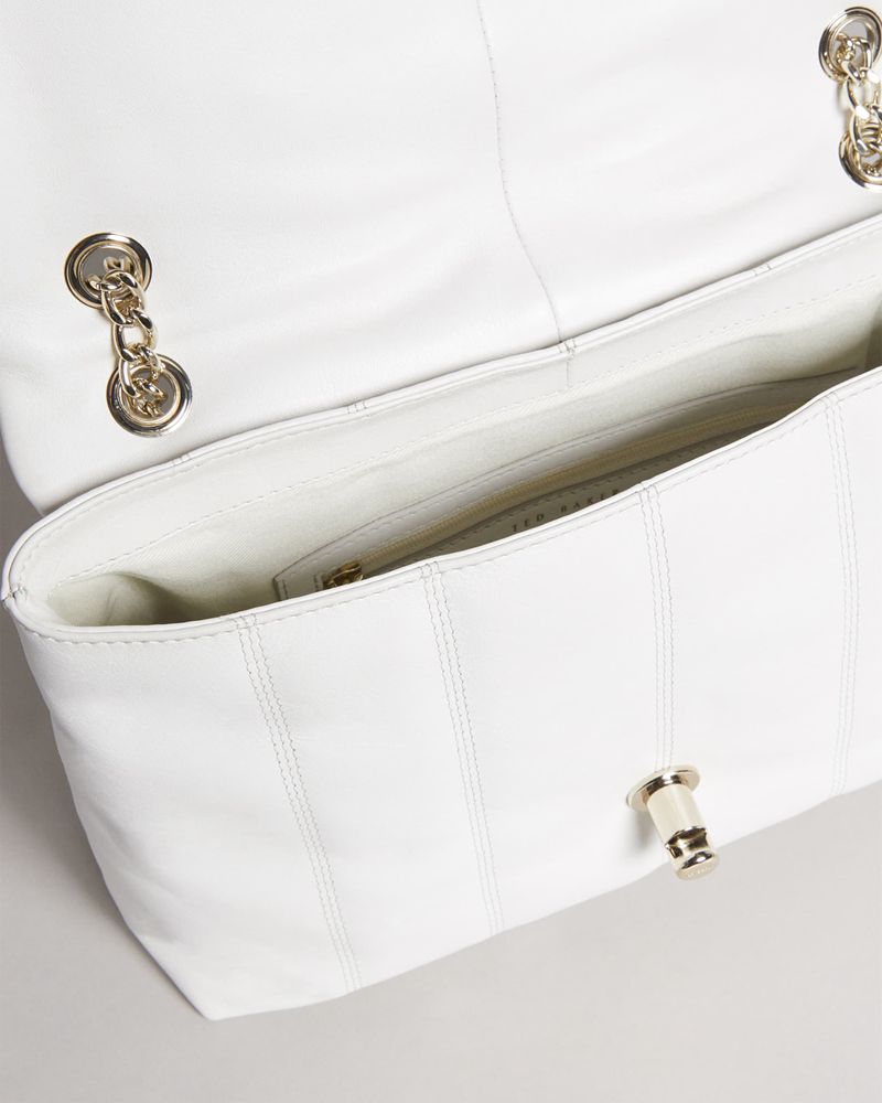 Ted Baker Ayahlin Puffer Quilted Läder Crossbody Crossbody Väska Dam Vita | LXZ-267348