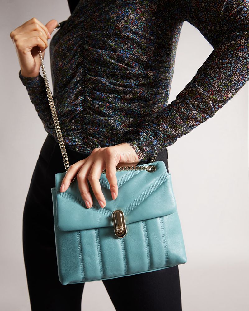 Ted Baker Ayalina Läder Puffer Quilt Detail Mini Xbody Crossbody Väska Dam Teal | FBZ-043961