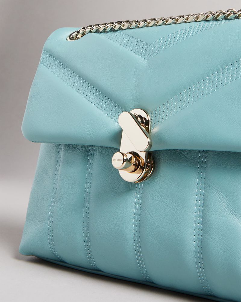 Ted Baker Ayalina Läder Puffer Quilt Detail Mini Xbody Crossbody Väska Dam Teal | FBZ-043961