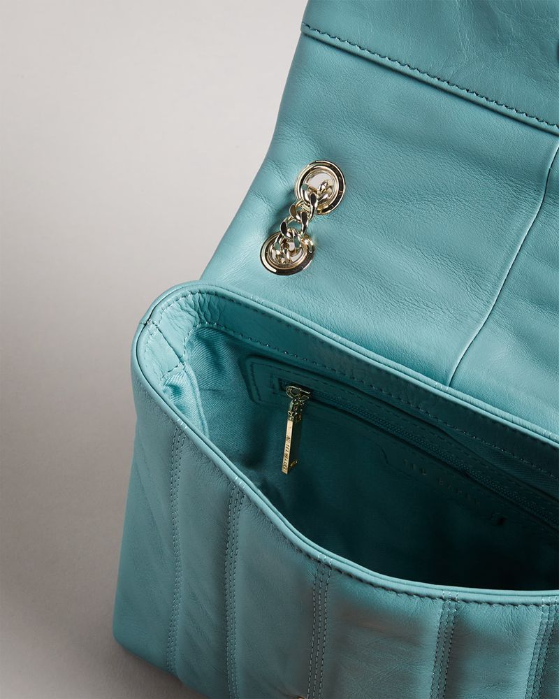 Ted Baker Ayalina Läder Puffer Quilt Detail Mini Xbody Crossbody Väska Dam Teal | FBZ-043961