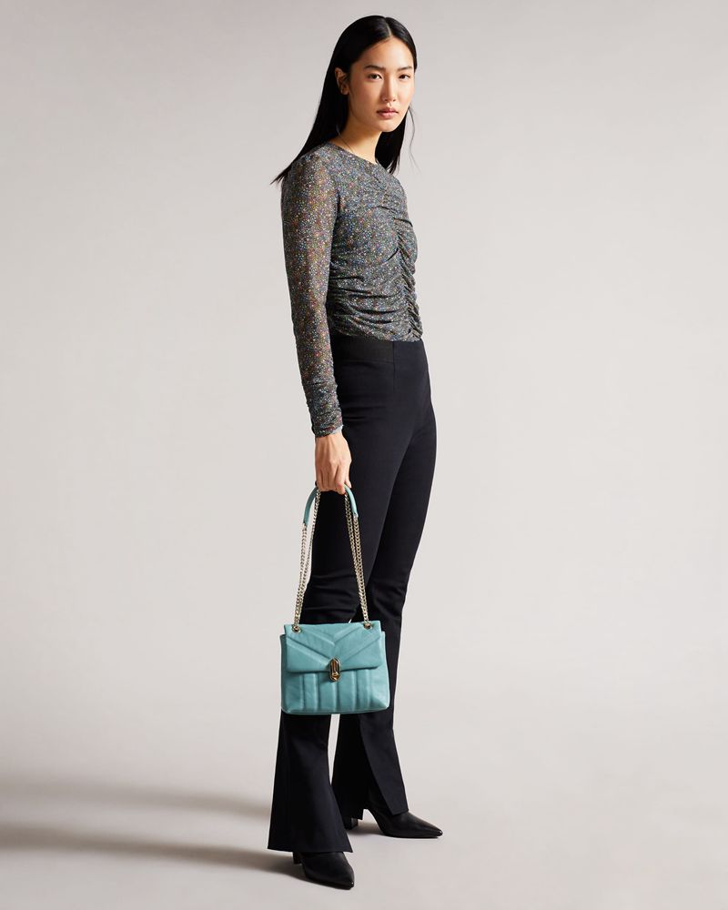 Ted Baker Ayalina Läder Puffer Quilt Detail Mini Xbody Crossbody Väska Dam Teal | FBZ-043961
