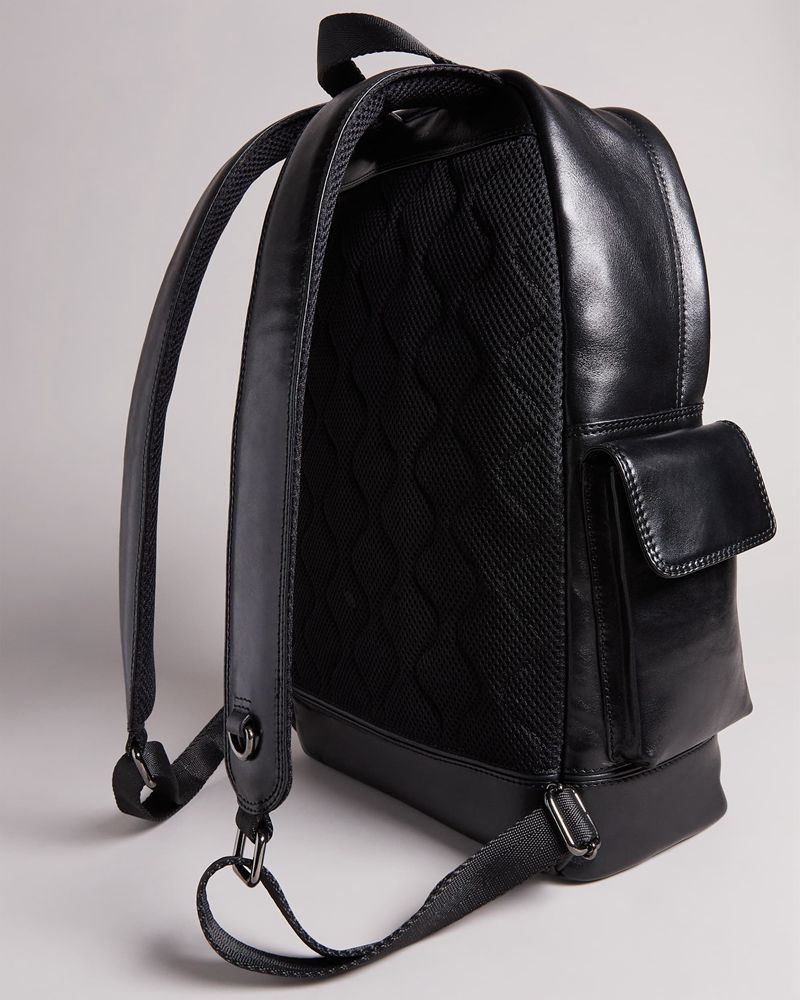 Ted Baker Aydeen Läder Ryggsäck Herr Svarta | BHR-298143