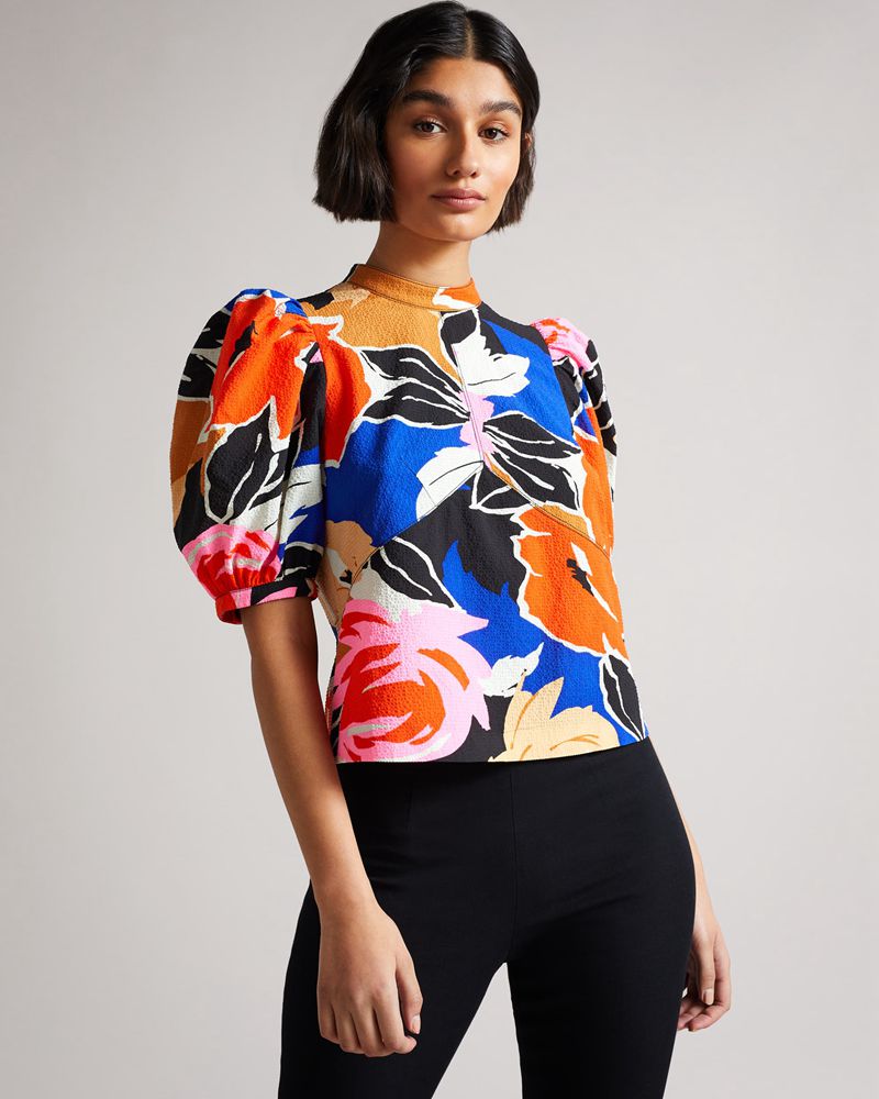 Ted Baker Azura Puff Sleeve With Seam Detailing Blast Dam Svarta | NTV-760518