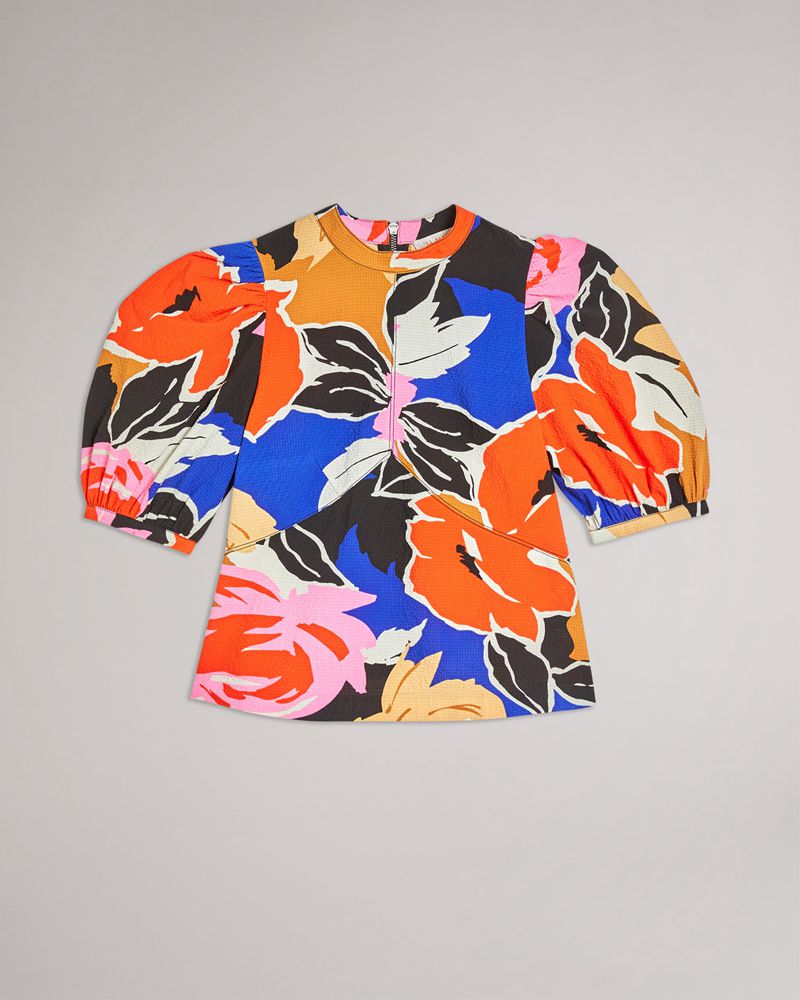 Ted Baker Azura Puff Sleeve With Seam Detailing Blast Dam Svarta | NTV-760518