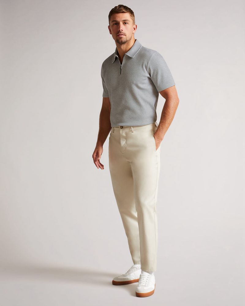 Ted Baker Backley -Sleeved Zip Polo Blast Herr Gray | JOF-870214