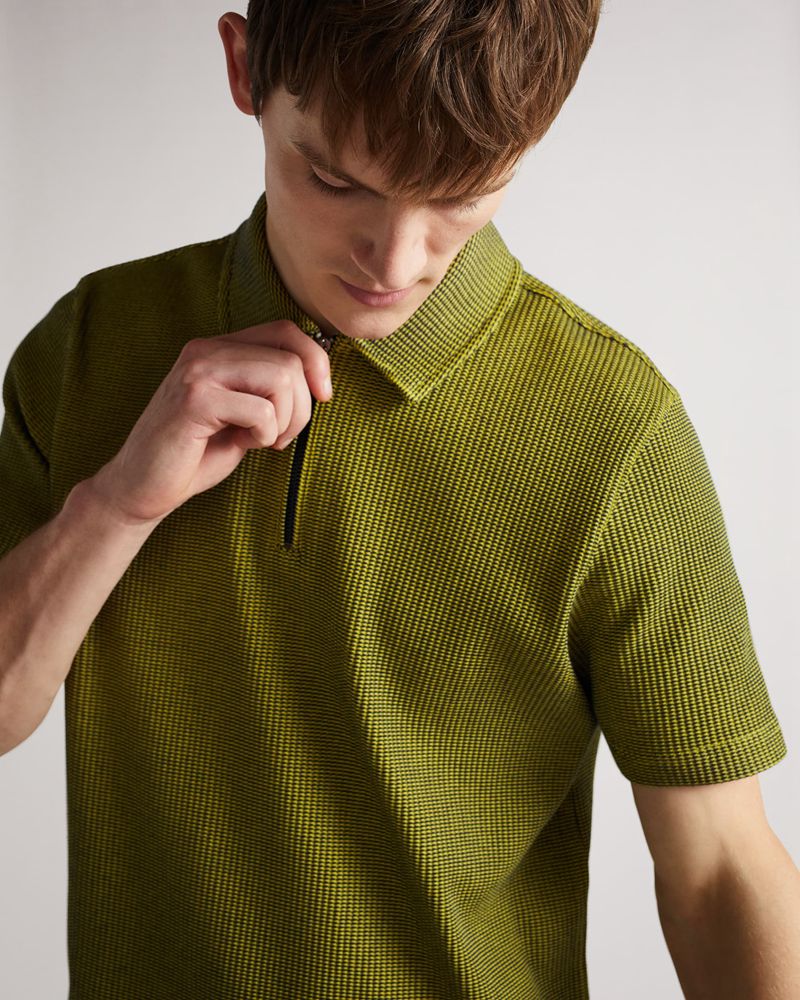 Ted Baker Backley -Sleeved Zip Polo Blast Herr Marinblå | VYZ-417082
