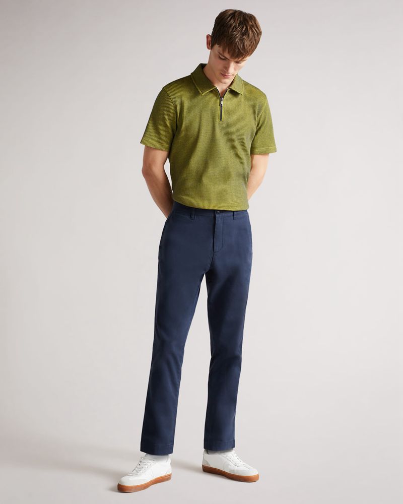 Ted Baker Backley -Sleeved Zip Polo Blast Herr Marinblå | VYZ-417082