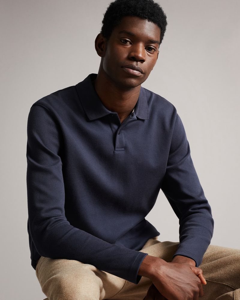 Ted Baker Baddow Twill Jersey Polo Blast Herr Blå | WQK-684720