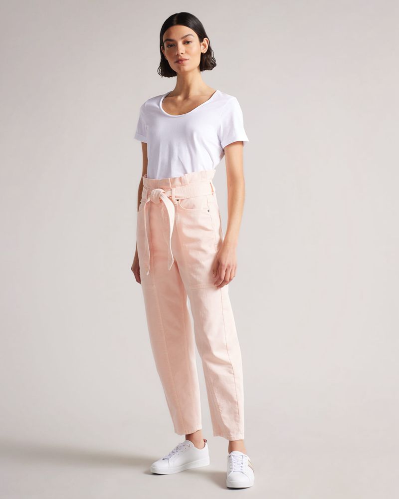 Ted Baker Baily Läder Metallic Detail Webbings Sneakers Dam Vita | PBQ-296487