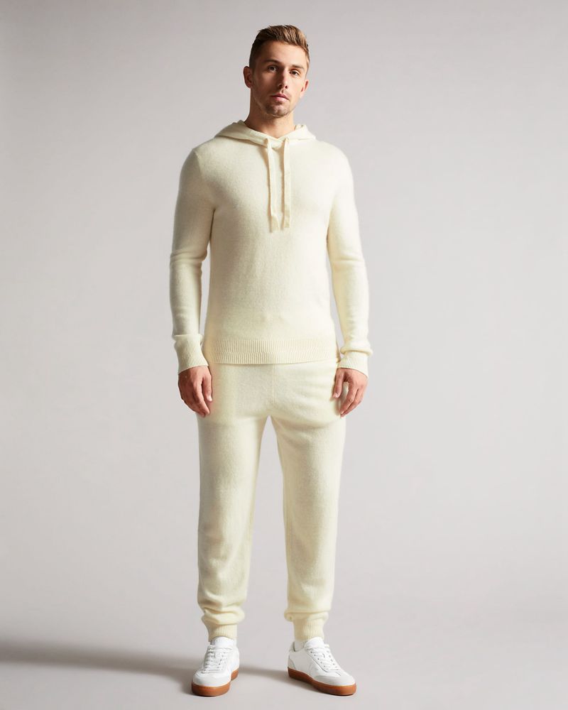 Ted Baker Bannks Ls Cashmere Hoodie Tröjor Herr Vita | RUY-092486