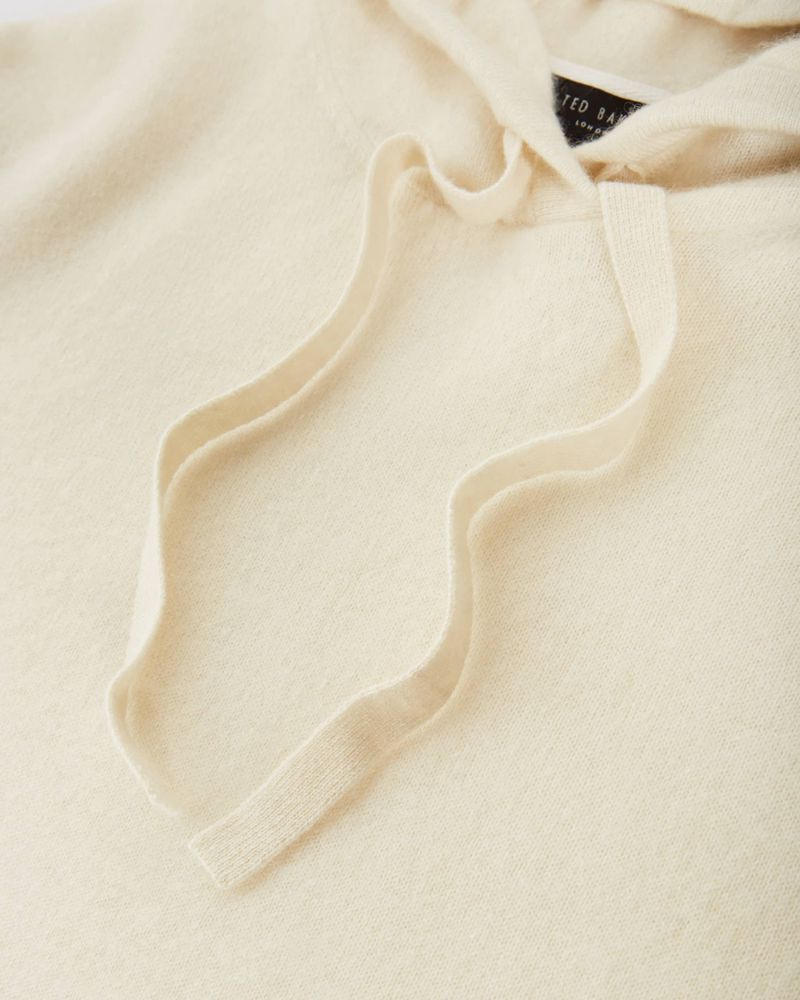Ted Baker Bannks Ls Cashmere Hoodie Tröjor Herr Vita | RUY-092486