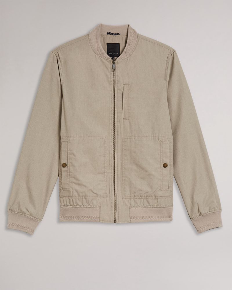 Ted Baker Bars Bomull Blend Bomber Jacka Herr Gray | JDO-842653