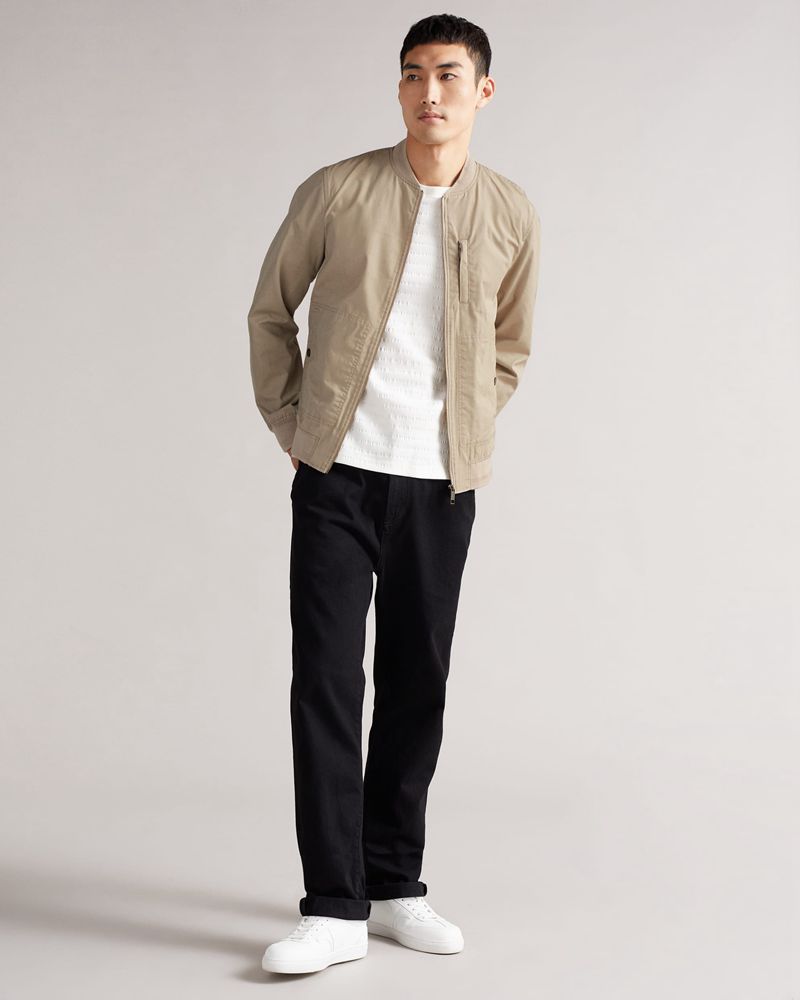 Ted Baker Bars Bomull Blend Bomber Jacka Herr Gray | JDO-842653